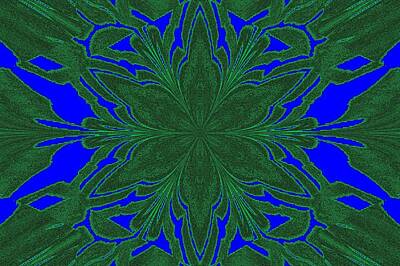 Abstract Flowers Digital Art - Dark Green in Deep Blue Jasmine by Sherrie Larch