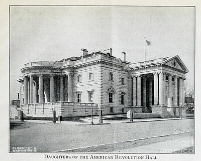 Landmarks Drawings - Daughters of American Revolution Hall a5 by Historic Illustrations
