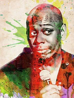 Recently Sold - Landmarks Mixed Media - Dave Chappelle colorful portrait by Mihaela Pater