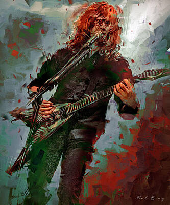 Musician Mixed Media - Dave Mustaine Musician Guitarist Megadeth by Mal Bray