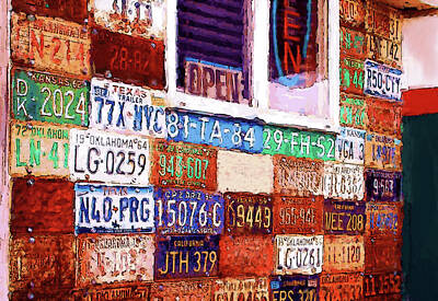 Maps Rights Managed Images - Davenport Rt 66 License Plate Wall Royalty-Free Image by Gina Dittmer
