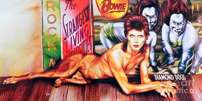 Musicians Royalty Free Images - David Bowies Diamond Dogs full album cover Royalty-Free Image by David Lee Thompson