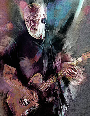 Musicians Mixed Media - David Gilmour Musician Pink Floyd by Mal Bray