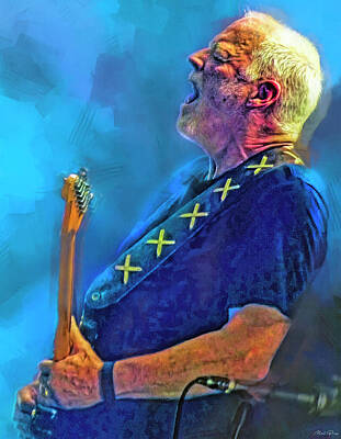 Celebrities Mixed Media - David Gilmour Musician Songwriter Guitarist by Mal Bray