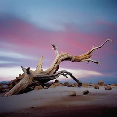 Royalty-Free and Rights-Managed Images - Deadwood Tree Climbs Out of Sand by YoPedro