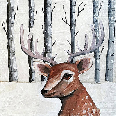 Modern Movie Posters - Deer in the Woods by Lucia Stewart