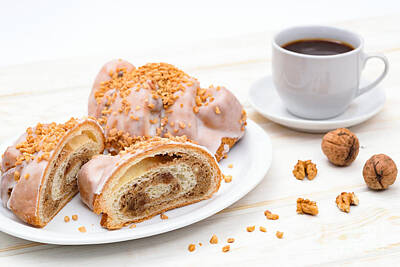 Road Trip Rights Managed Images - Delicious croissants with coffee Royalty-Free Image by Wdnet Studio