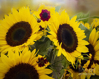 Floral Mixed Media - Delightful Sunflowers by Patricia Schnepf