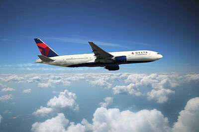 Vintage Diner Cars - Delta Boeing 777-200 by Airpower Art