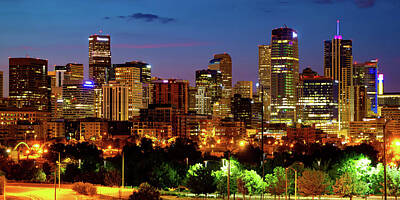 Royalty-Free and Rights-Managed Images - Denver Skyline Cityscape Panorama at Twilight by Gregory Ballos