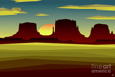 Mountain Mixed Media - Desert Sunset by Milton Thompson