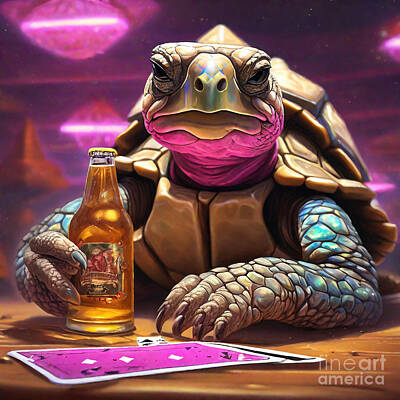 Beer Paintings - Desert Tortoise Slow Sips Desert Tortoises Oasis Occasion  by Adrien Efren