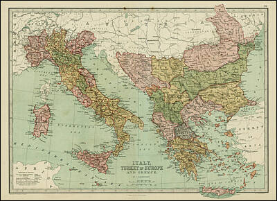 Neutrality Royalty Free Images - Detailed map of Greece, Italy, the Balkans and contiguous islannds, colored by provinces. Italy, Tur Royalty-Free Image by Timeless Images Archive