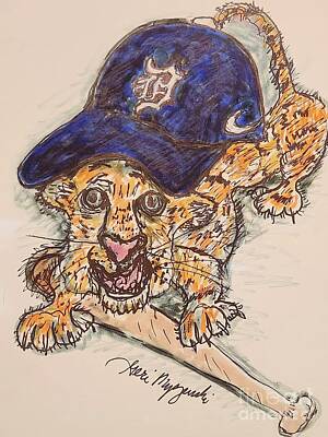 Baseball Mixed Media Rights Managed Images - Detroit Tigers newest member  Royalty-Free Image by Geraldine Myszenski