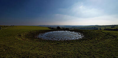 Christmas Cards - Dew Pond on Dichling Beacon Sussex by John Gilham
