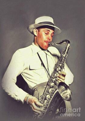 Jazz Painting Royalty Free Images - Dexter Gordon, Music Legend Royalty-Free Image by Esoterica Art Agency