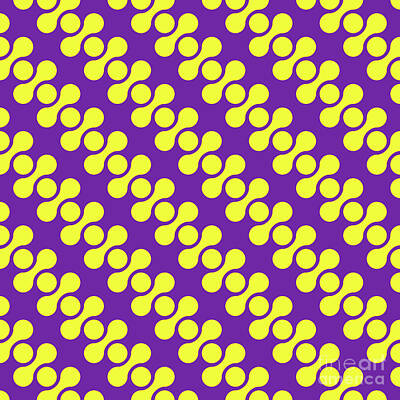 Royalty-Free and Rights-Managed Images - Diagonal Circle And Bone Pattern In Sunny Yellow And Iris Purple n.1081 by Holy Rock Design