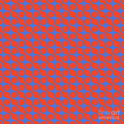 Abstract Shapes Janice Austin Royalty Free Images - Diagonal Round Chain Pattern In Red Orange And True Blue n.1550 Royalty-Free Image by Holy Rock Design