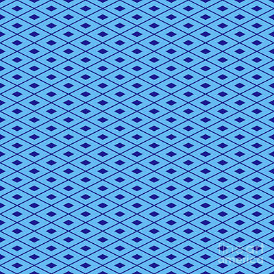 Royalty-Free and Rights-Managed Images - Diamond Grid With Center Inset Pattern in Summer Sky And Ultramarine Blue n.2178 by Holy Rock Design