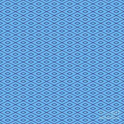 Royalty-Free and Rights-Managed Images - Diamond Grid With Center Inset Pattern in Summer Sky And Ultramarine Blue n.2608 by Holy Rock Design