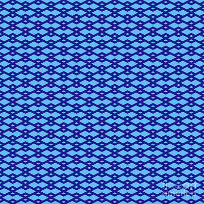 Royalty-Free and Rights-Managed Images - Diamond Grid With Double Inset Pattern in Summer Sky And Ultramarine Blue n.2338 by Holy Rock Design