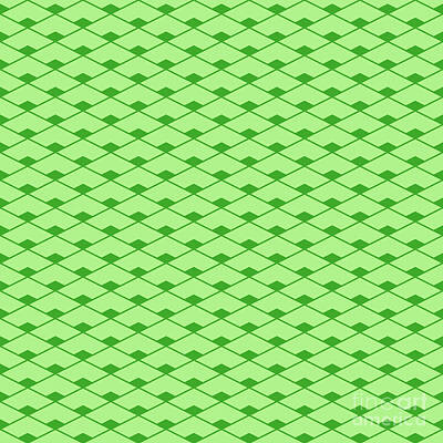 Royalty-Free and Rights-Managed Images - Diamond Grid With Filled Inset In Light Apple And Grass Green n.2556 by Holy Rock Design