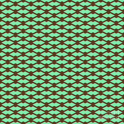 Royalty-Free and Rights-Managed Images - Diamond Grid With Filled Inset Pattern in Mint Green And Chocolate Brown n.2448 by Holy Rock Design