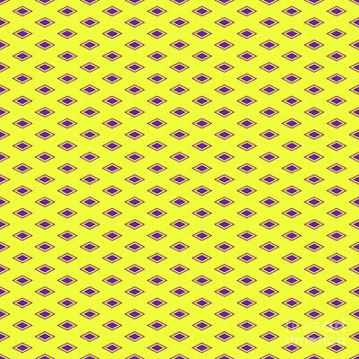 Royalty-Free and Rights-Managed Images - Diamond Hishi With Outline Pattern in Sunny Yellow And Iris Purple n.3010 by Holy Rock Design