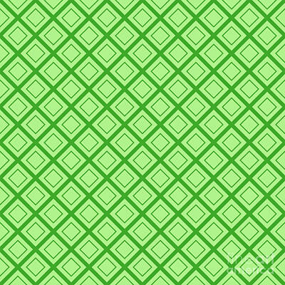Royalty-Free and Rights-Managed Images - Diamond On Heavy Diagonal Grid Pattern In Light Apple And Grass Green n.1801 by Holy Rock Design