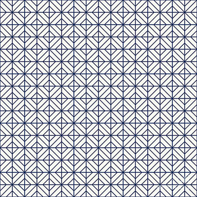 Soap Suds - Diamond On Isometric Grid Pattern In Soft White And Navy Blue n.0193 by Holy Rock Design