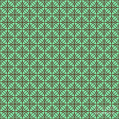 Royalty-Free and Rights-Managed Images - Diamond Star Overlapping Circle Pattern In Mint Green And Chocolate Brown n.1331 by Holy Rock Design