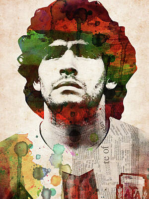 Football Rights Managed Images - Diego Maradona watercolor portrait Royalty-Free Image by Mihaela Pater