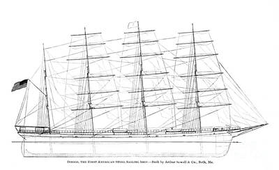 Landmarks Drawings - Dirigo, the First American Steel, Sailing Ship b4 by Historic Illustrations