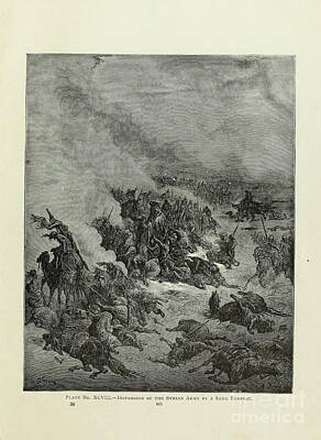 Claude Monet Royalty Free Images - Dispersion of the Syrian Army by Sand Tempest by Gustave Dore v1 Royalty-Free Image by Historic illustrations