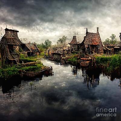 Abstract Mixed Media - Ancient Village by John DeGaetano