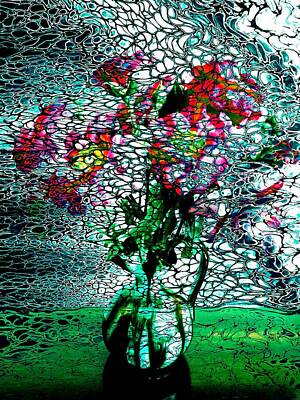 Floral Digital Art - Distorted floral arrangement   by Laura Vanatka