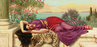 Cities Paintings - Dolce Far Niente - John William Godward by Sad Hill - Bizarre Los Angeles Archive