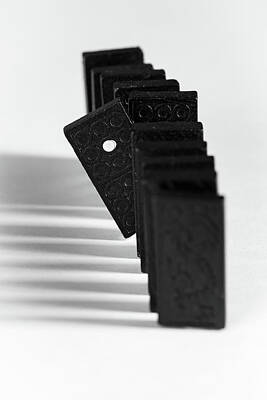 Retro Chairs - Domino blocks in a row on a white background by Michalakis Ppalis