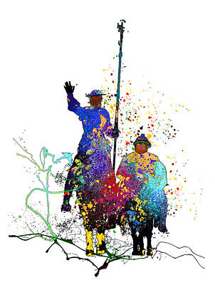 Modern Man Mid Century Modern - Don Quijote And Sancho Panza 01 by Miki De Goodaboom