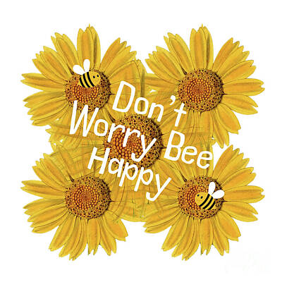 Cartoons Tees - Dont Worry Bee Happy by Tina LeCour
