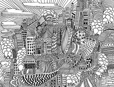 Cities Drawings - Doodle 2 drawing by Patty Donoghue