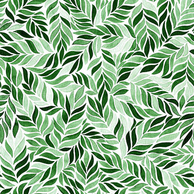 State Fact Posters Rights Managed Images - Doodles green leaves pattern Royalty-Free Image by Julien