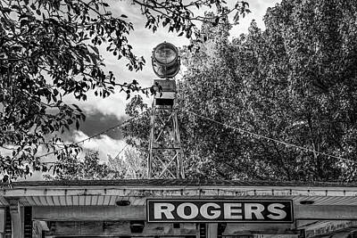 Royalty-Free and Rights-Managed Images - Downtown Rogers Arkansas Frisco Park Light in Monochrome by Gregory Ballos