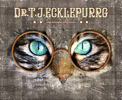 Royalty-Free and Rights-Managed Images - Dr. T. J. Ecklepurrg is watching you - Dr. T.J Eckleburg - The Great Gatsby - Cat with glasses 03 by Studio Grafiikka