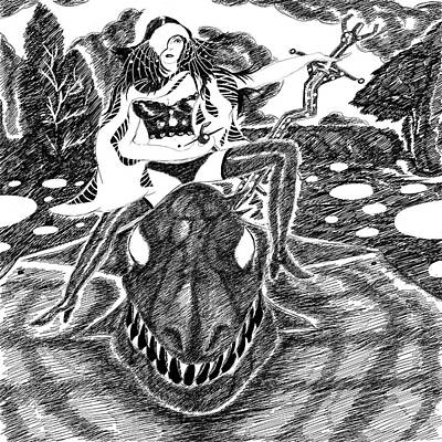 Fantasy Drawings - Dragon attack by Grant Wilson