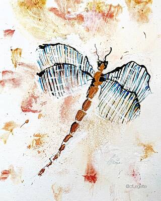 Recently Sold - Fantasy Drawings Royalty Free Images - DragonFly Fire 1 Royalty-Free Image by C F Legette