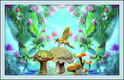 Route 66 Royalty Free Images - Dragonfly Mushrooms Lizards Oh My Royalty-Free Image by Constance Lowery