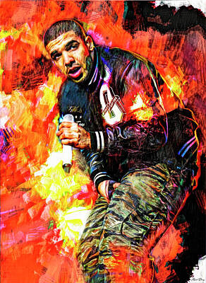Musician Mixed Media - Drake Rapper Musician by Mal Bray