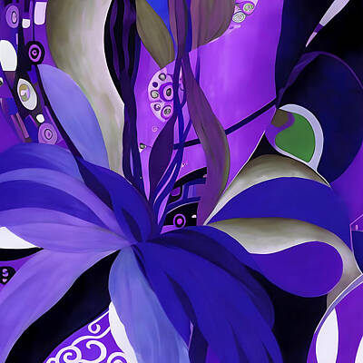 Lilies Digital Art - Dramatic Purple Lily  by Dana Roper