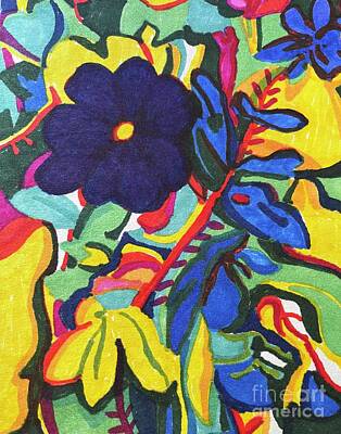 Abstract Flowers Drawings - Drawing# 3 Flower Patch by Carolyn Alston Thomas